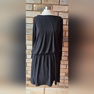 Brand New Ladies XL White House Black Market Black Beaded Dress